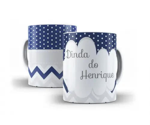 Caneca Batizado padrinhos de batismo chevron nuvens