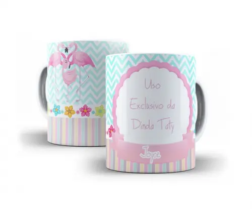 Caneca Batizado padrinhos de batismo flamingo