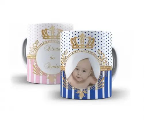 Caneca Batizado padrinhos de batismo Foto bebê foto real