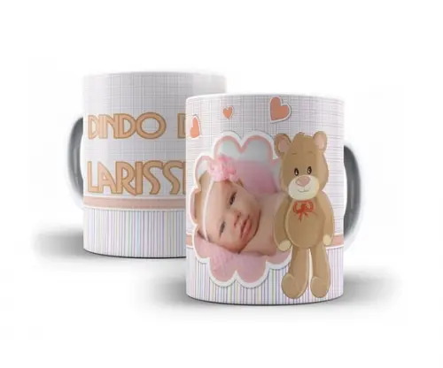 Caneca Batizado padrinhos de batismo Foto bebê urso amor