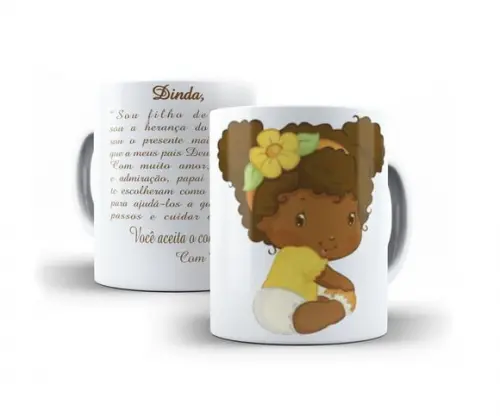 Caneca Batizado padrinhos de batismo menininha mensagem