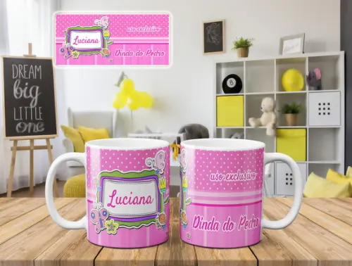 Caneca Batizado padrinhos de batismo listrado poá