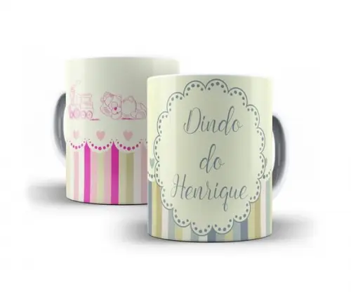Caneca Batizado padrinhos de batismo Provençal listras