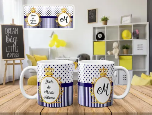 Caneca Batizado padrinhos de batismo poá chique