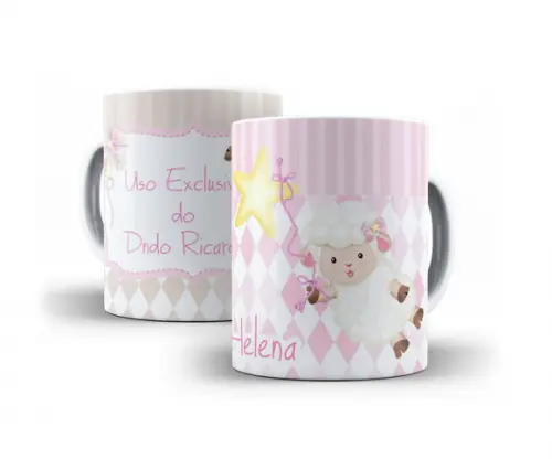 Caneca Cerâmica Personalizada Padrinhos Batizado Ovelhinha