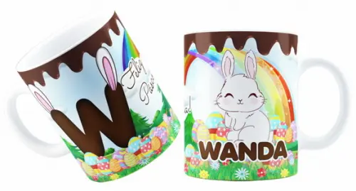 Caneca Coelhinho de Páscoa Personalizada com Nome Páscoa