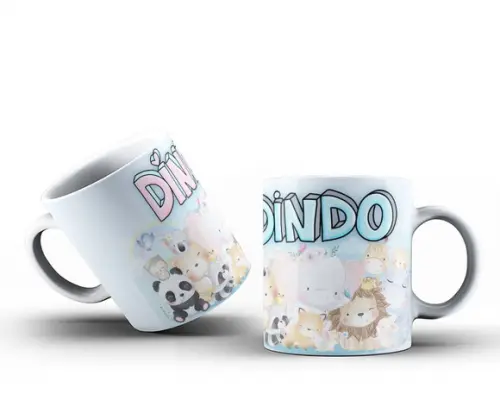 Caneca convite batizado dindos padrinhos caneca porcelana