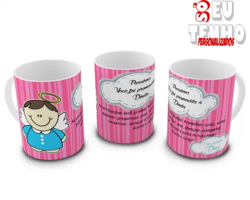 Caneca Convite Batizado Menino/Menina