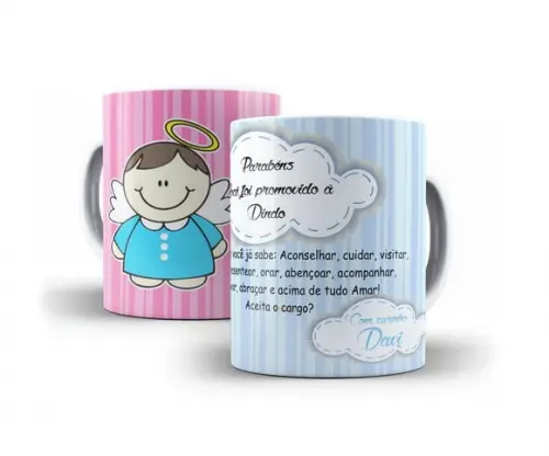 Caneca Convite Batizado Menino/Menina