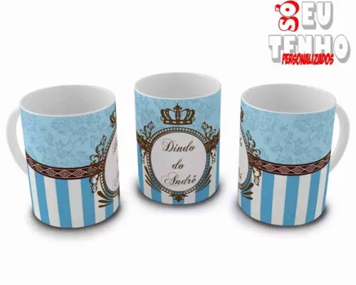 Caneca Convite Batizado Menino/Menina arabesco