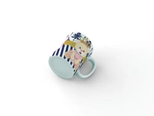 Caneca Convite Batizado Ursinha princesa arabesco