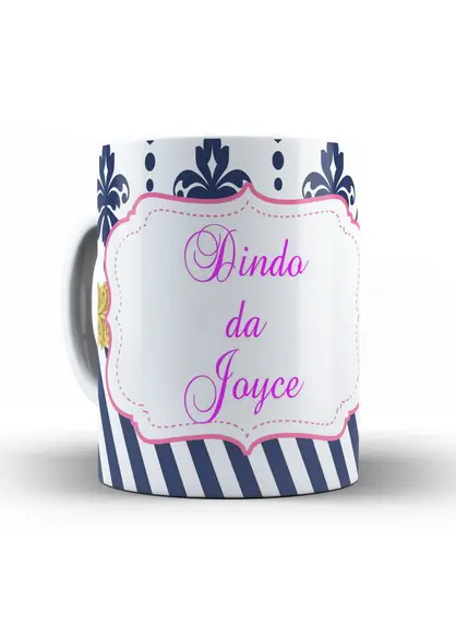 Caneca Convite Batizado Ursinha princesa arabesco