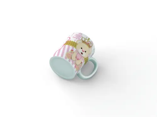 Caneca Convite Batizado Ursinha princesa arabesco