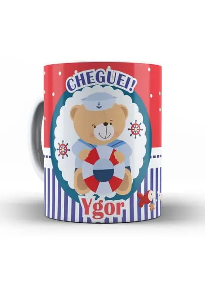 Caneca Convite Batizado Ursinho marinheiro