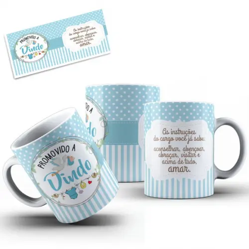 Caneca covite dindos batizado convite padrinhos de batizado