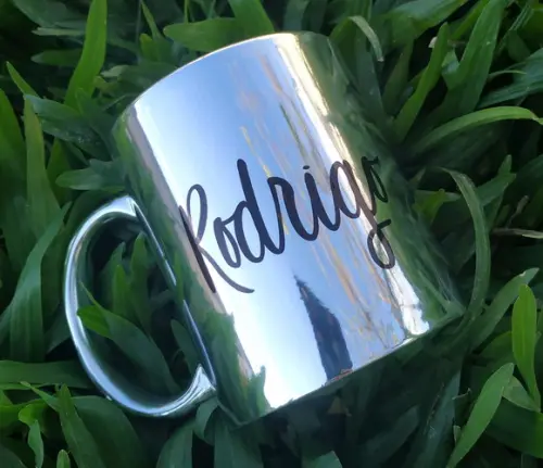 Caneca Cromada Personalizada Com Nome Espelhada Caneca