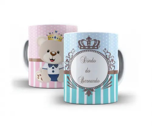 Caneca Dindo ou Dinda Batizado Ursinho