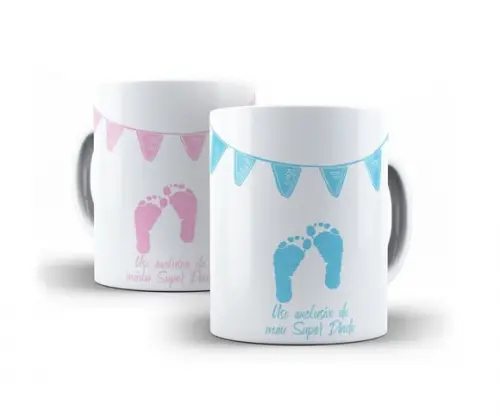 Caneca Dindo ou Dinda Personalizada Pézinhos Minimalista