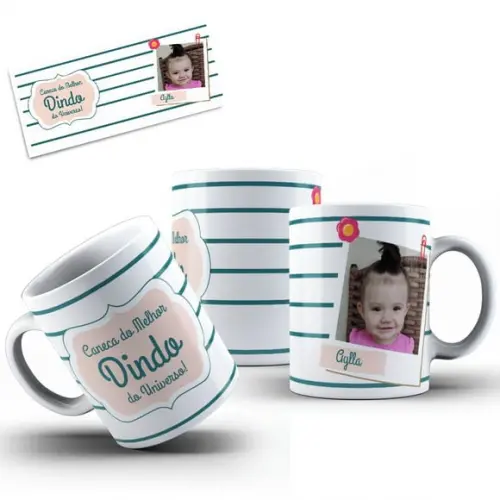 Caneca dindo uso exclusivo melhor dindo com foto