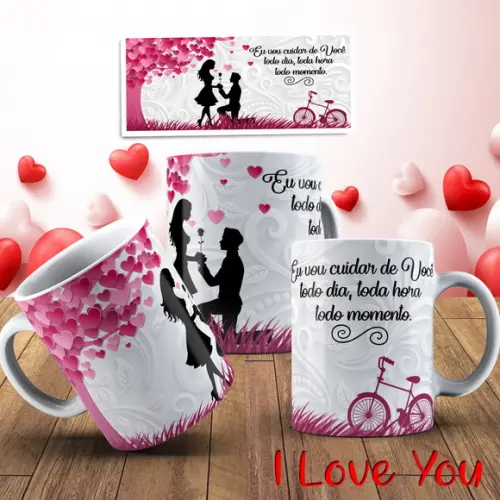 Caneca eu vou cuidar de você amo você Namorados Amo Você
