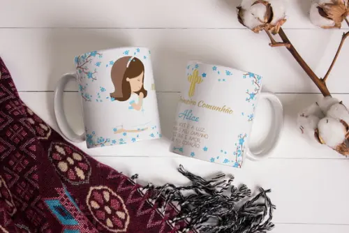 Caneca Eucaristia Crisma Primeira Comunhão Menina Caneca