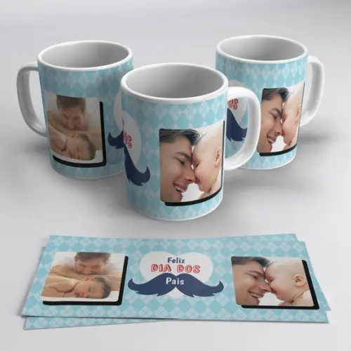 Caneca Feliz Dia dos Pais Personalizada com Fotos Presente
