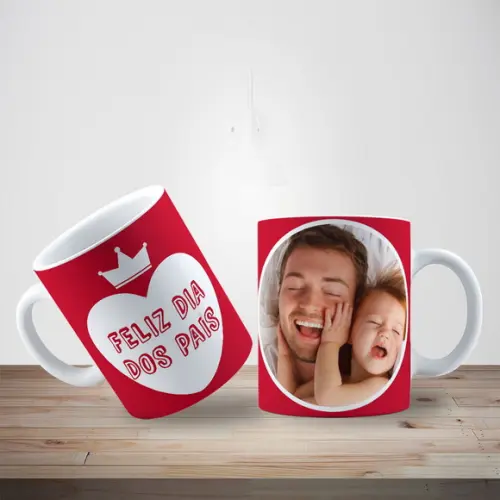 Caneca Feliz Dia dos Pais Personalizada com Foto do Pai