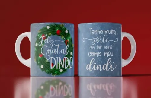 Caneca Feliz Natal Dindo Presente de Natal Caneca Natal