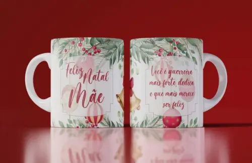 Caneca Feliz Natal Mãe Caneca de Porcelana Personalizada