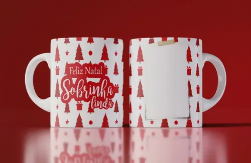 Caneca Feliz Natal Sobrinho Personalizada com Foto