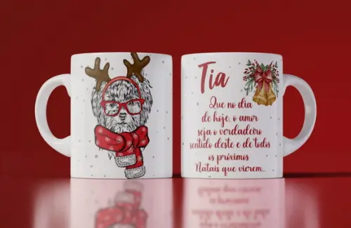 Caneca Feliz Natal Tia Presente de Natal Caneca Natal