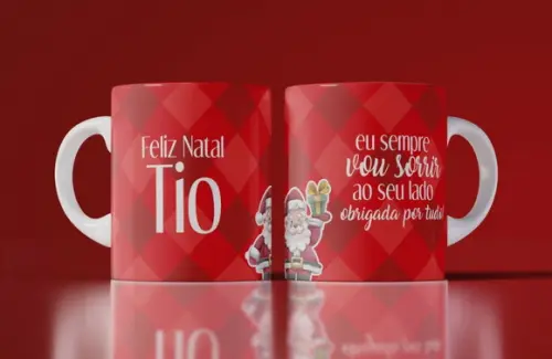 Caneca Feliz Natal Tio Presente de Natal Caneca Natal