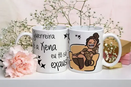 Caneca guerreira exausta presente presente personalizado