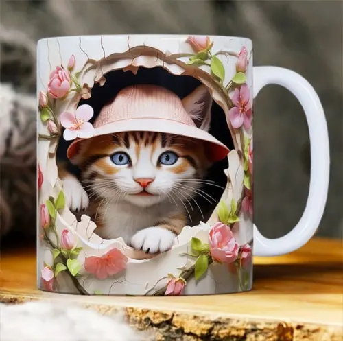 Caneca Gatinho Personalizada Estampa 3d Personalizada