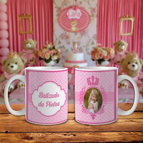 Caneca lembrança batizado com foto batismo caneca cerâmica