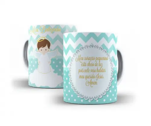 Caneca Lembrancinhas de Batizado Padrinhos Batismo Chevron