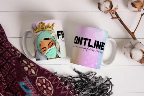 Caneca linha de frente covid corona vírus heróis da saúde