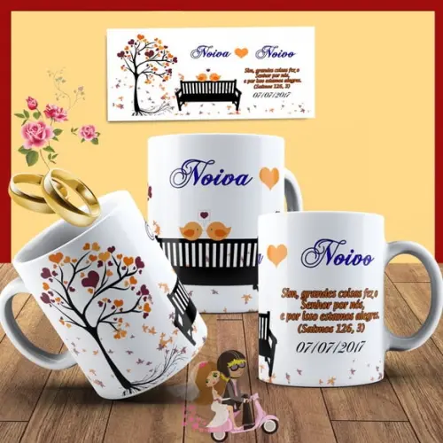 caneca lembrança de casamento grandes coisas fez o Senhor
