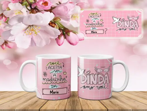 Caneca Madrinha ou Padrinho Personalizada Padrinhos Batismo