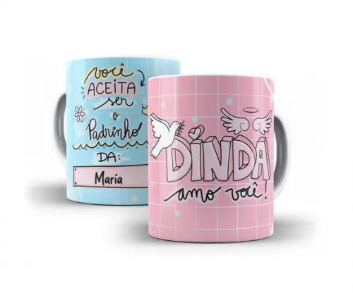 Caneca Madrinha ou Padrinho Personalizada Padrinhos Batismo