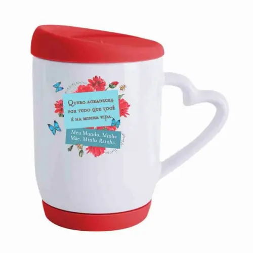 Caneca mãe meu mundo minha rainha caneca tampa silicone