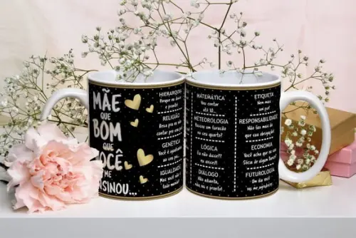 Caneca Mãe Você Me Ensinou Feliz Dia das Mães Caneca