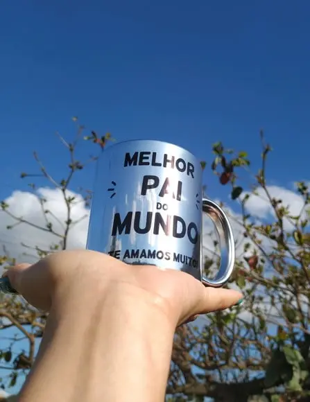 Caneca melhor pai cromada lembrança espelhada caneca cromada