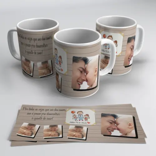 Caneca Melhor Pai Do Mundo Personalizada Com 4 Fotos