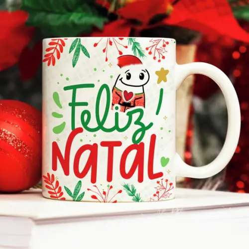 Caneca Meme Feliz Natal Flork Divertida Presente de Natal