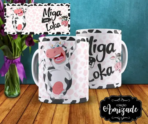 Caneca miga sua loka lembrança amizade presente amiga