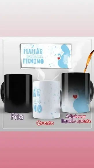 Caneca muda de cor é menino muda água quente Caneca magica
