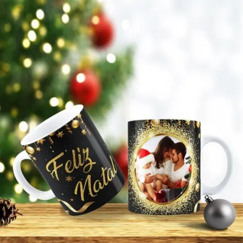 Caneca Natal Personalizada com Foto Feliz Natal