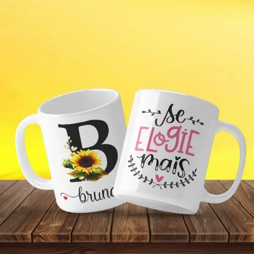 Caneca nome personalizada girassol caneca cerâmica