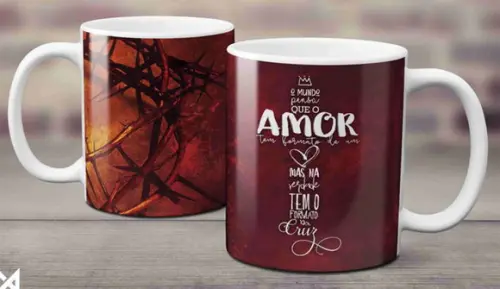 Caneca o amor tem forma de cruz
